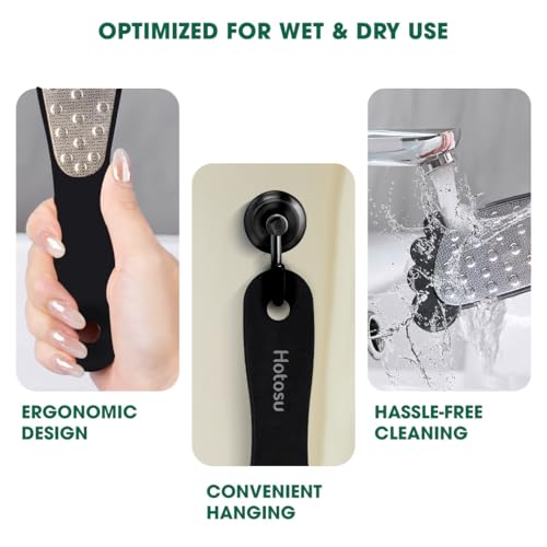 Hotosu Stainless Steel Double-Sided Foot File and Callus Remover for Wet and Dry Skin