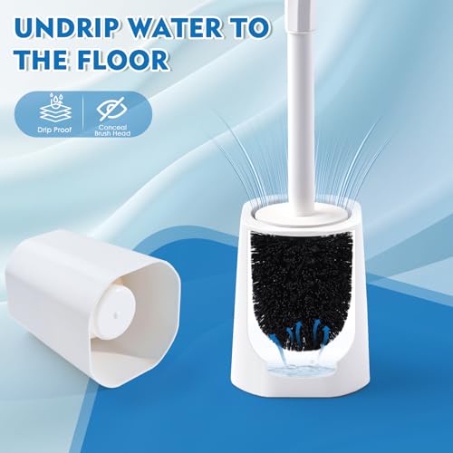 Toilet Brush and Holder Set - 2 Pack with Ergonomic Handle for Deep Cleaning