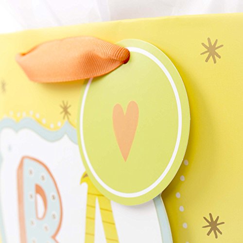Large Baby Gift Bag with Tissue Paper - Yellow, 13"