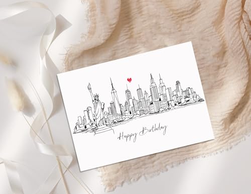 New York City Birthday Card - Skyline Travel Keepsake 5x7
