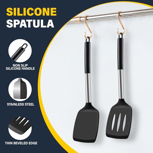 Hoosook 2-Pack Silicone Spatula Set, Non-Stick Heat-Resistant Kitchen Tools