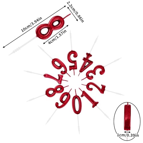 Burgundy Number 8 Birthday Candle Elegant Cake Topper for Party Decor