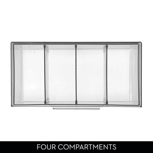 iDesign XL Storage Drawer Organizer for Counter or Cabinet, 4-Section, Clear, 4-Pack