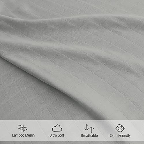 Biloban Muslin Crib Sheets 2 Pack - Grey & White Fitted for Standard Cribs
