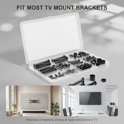 WALI Universal TV Mounting Hardware Kit - M4, M5, M6, M8 Screws & Spacers