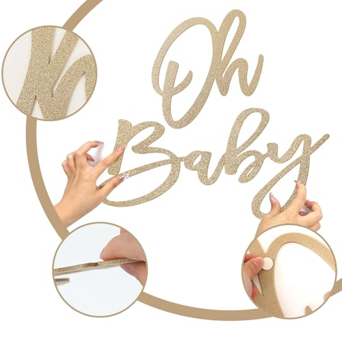 Oh Baby Felt Sign for Backdrop - Champagne Gold Party Decorations