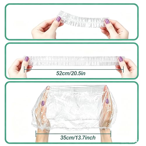 AURAADORN 100 Pcs Disposable Shower Caps 20.5 Inch Large Waterproof Plastic Bath Hair Caps