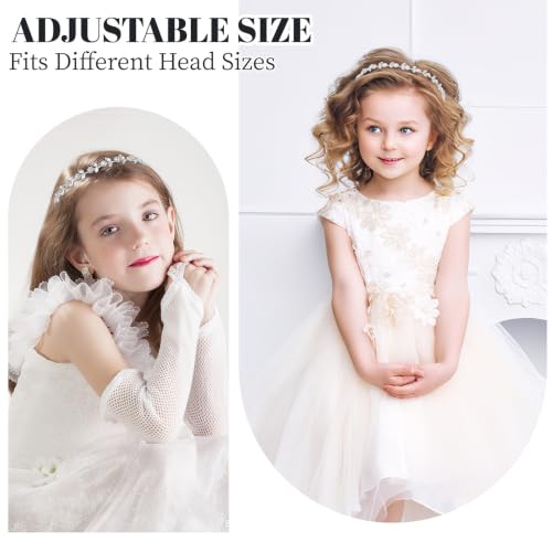 Silver Crystal Flower Girl Headband Rhinestone Hair Accessory