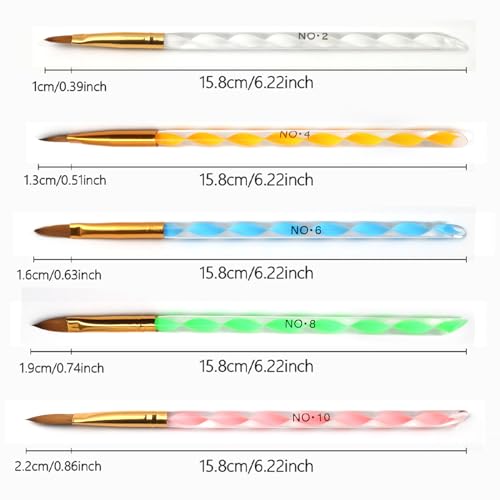Kootinn 5 Pcs Nail Art Clean Up Brushes - Gel & Polish Removal Tools