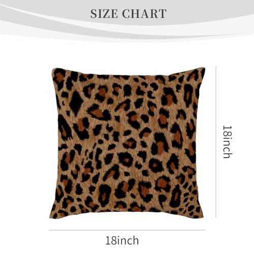 Leopard Print Throw Pillow Cover - 18x18 Inch Cotton Linen Cushion