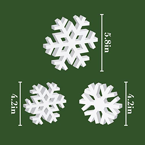 Christmas Snowflake Wooden Table Centerpiece Decor - 3 Pcs Farmhouse Holiday Decor