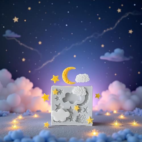Star Moon Cloud Silicone Fondant Mold for Cake Decorating and Candy