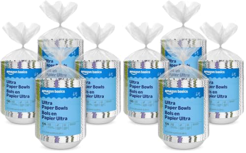 Amazon Basics 540 Pack Disposable Paper Bowls, 20 oz, Sturdy & Microwave-Safe