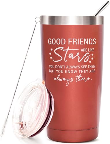 Rose Golden Friends Are Like Stars Travel Mug 20oz - Funny Birthday Gift for Women