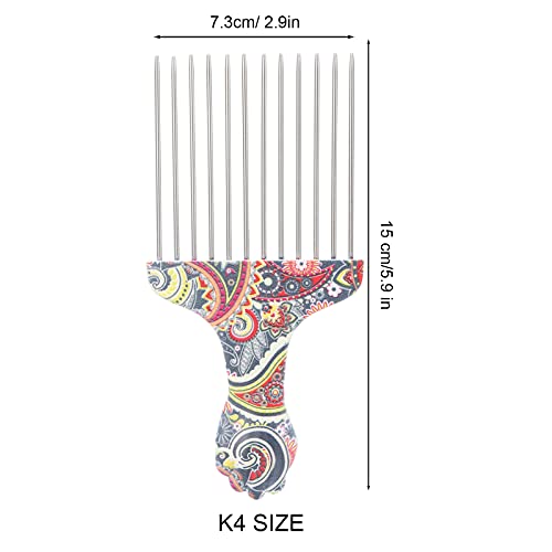 ANGGREK Stainless Steel Afro Pick Comb for Curly Hair Styling