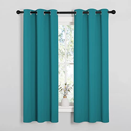 NICETOWN Blackout Curtains, 2 Panels, 34"W x 63"L, Peacock Teal