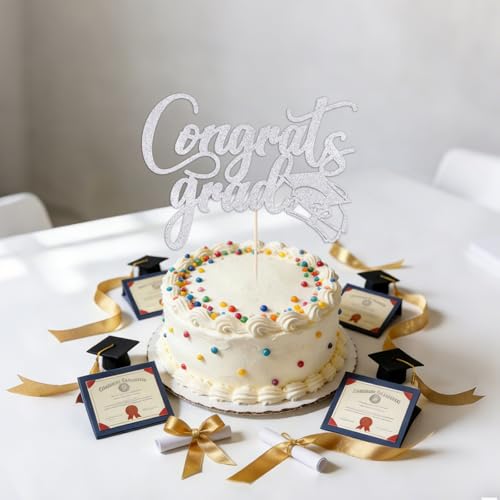 Congrats Grad Cake Topper - Class of 2026 Graduation Decor