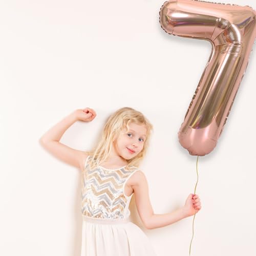 40 Inch Rose Gold Number 7 Balloon - Helium Foil Party Decoration