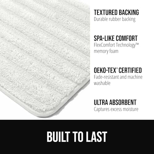 Gorilla Grip Memory Foam Bath Mat, 30x18 White - Textured Backing