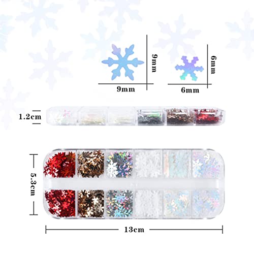Christmas Snowflake Nail Art Sequins 3D Holographic Glitter Decals Kit