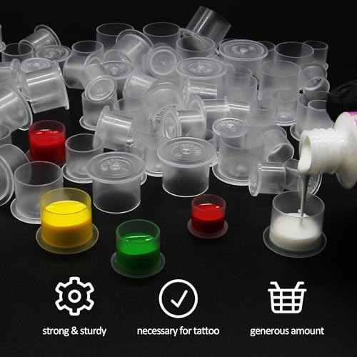 Autdor 500PCS Small Tattoo Ink Caps with Self-Standing Flat Base