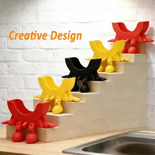3D Printed Funny Sink Sponge Holder - Self-Draining Kitchen Organizer (Black+Red)
