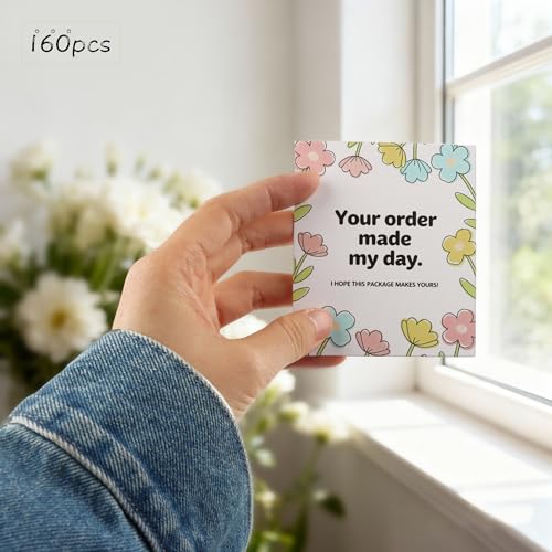 160-Pack Floral Thank You Cards for Small Business - 3" x 3.5" Packaging
