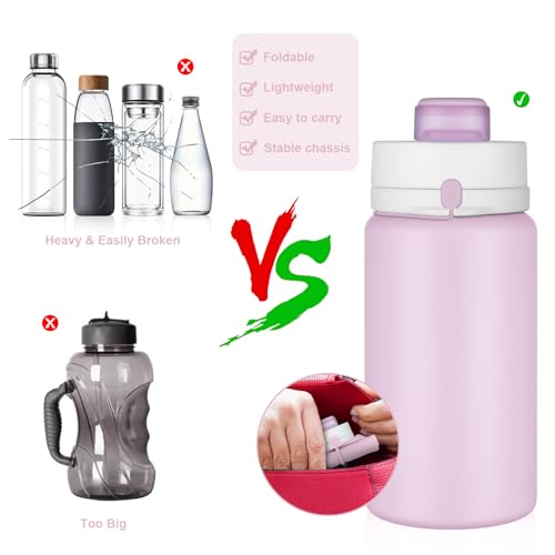 PLTCAT Taro Purple Collapsible Water Bottle - 19oz Silicone Travel Bottle