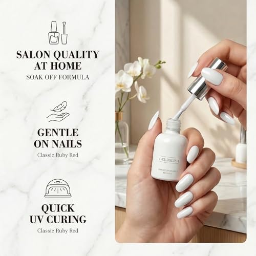 Finenohoory White Gel Nail Polish 8ml UV LED Soak Off Long Lasting