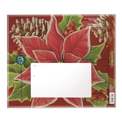 Birch Poinsettia Christmas Pop Up Card with Flower Bouquet - Classic Variation
