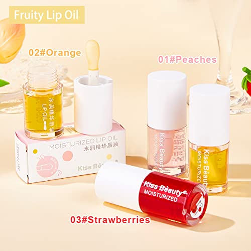 Alisesun 3 Pcs Fruity Plumping Lip Oil Moisturizing Hydrating Lip Gloss