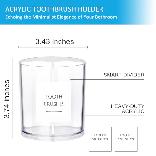 Onsogi Acrylic Toothbrush Holder with Divider for Electric Toothbrushes