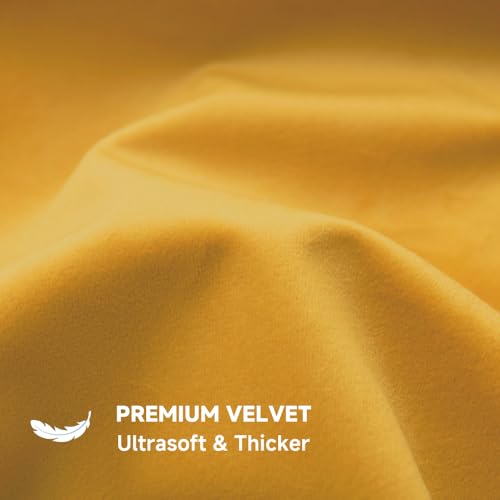 QUORGVES Mustard Yellow Velvet Throw Pillow Covers 18x18 Inch Set of 2