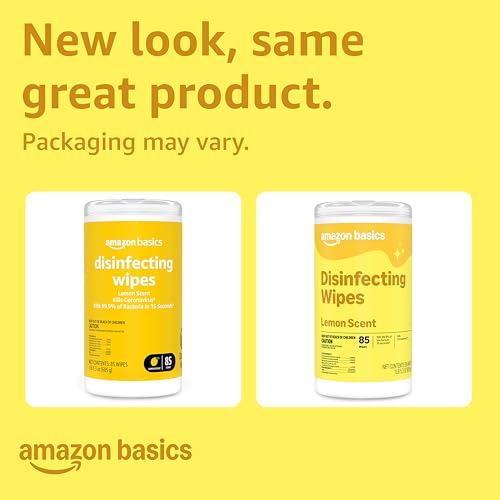 Amazon Basics Lemon Scent Disinfecting Wipes - 255 Count