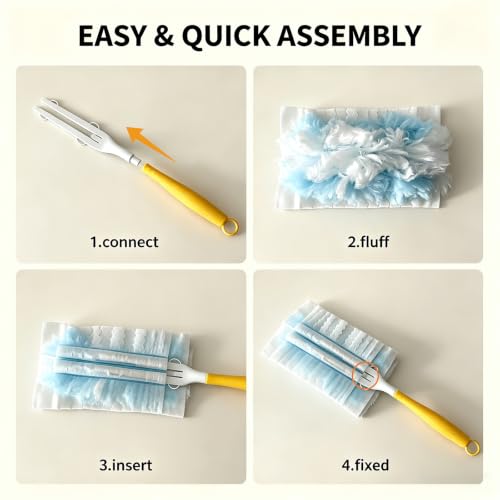 30 Disposable Microfiber Duster Refills with Handle for Home Cleaning