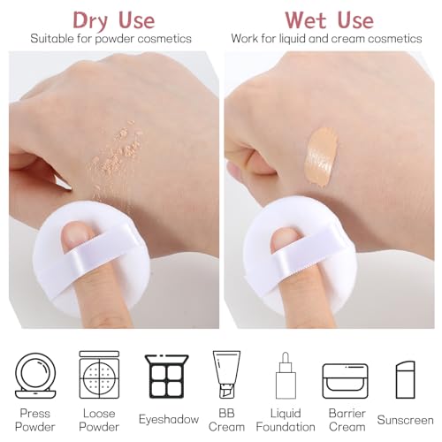 Tiesome Mini Finger Powder Puffs 12 Pcs Soft Makeup Sponges White