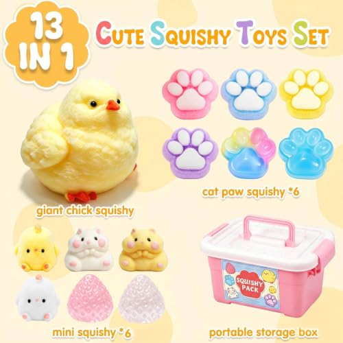 13-Pack Squishy Fidget Toy Set - Soft Silicone Stress Relief Toys for Kids