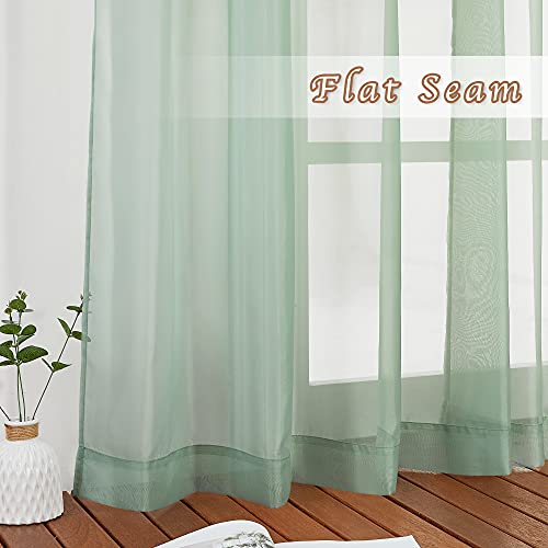 NICETOWN Sheer Sage Green Curtains 54" x 108" - 2 Panels Grommet Voile