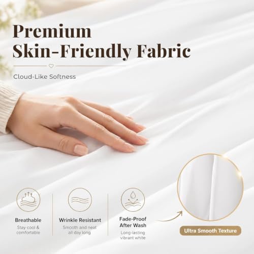 Queen White Ruffled Bed Skirt - Elegant Gathered Design