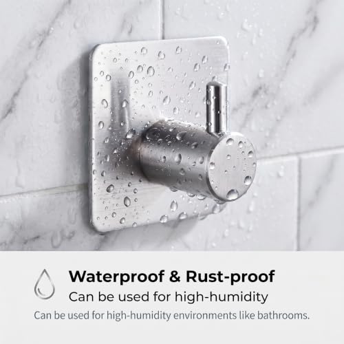 Fotosnow Adhesive Stainless Steel Wall Hooks - 15lb Heavy Duty Silver (4-Pack)