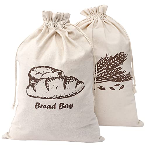 Augshy Natural Linen Bread Bags - 2 Pack for Sourdough & Artisan Bread