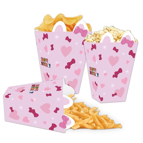24PCS Pink Cat Party Popcorn Boxes - Durable & Fun Decorations
