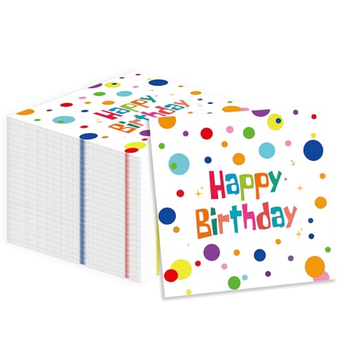 Colorful Dots Happy Birthday Paper Napkins - 50 Pack