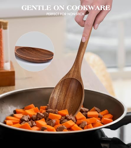 Acacia Wood Cooking Spoons - 2PCS Durable Kitchen Utensils