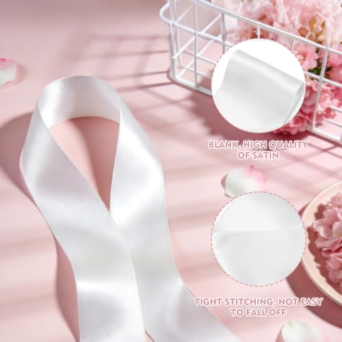 6 Pcs Premium White Satin Sashes for DIY Party Customization