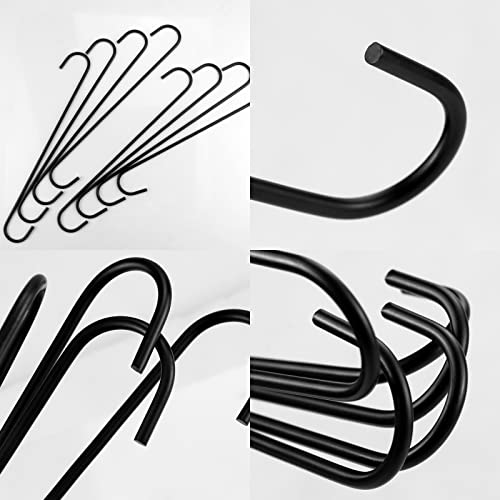 Bercoor Heavy Duty 11.8 Inch Black S Hooks - Large Plant & Kitchen Organizer