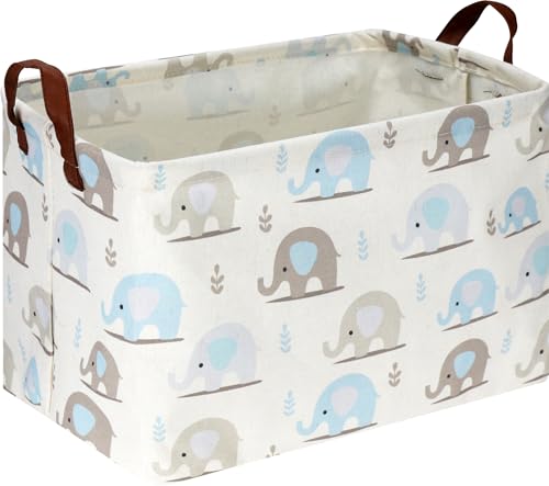 Blue Elephant Storage Basket - Collapsible with Handles