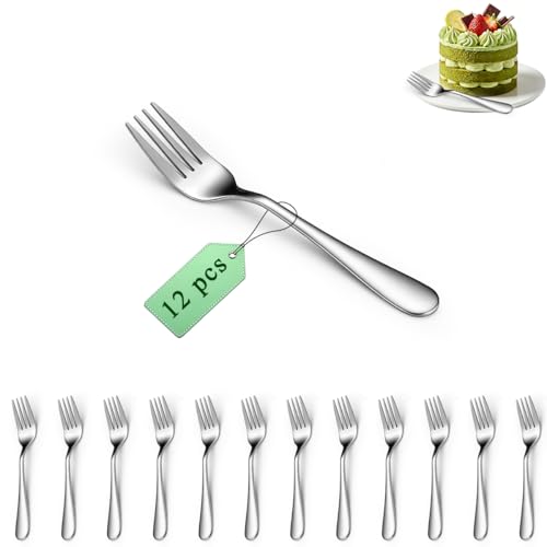 Berglander 12-Piece Stainless Steel Dessert Forks Set - 5.5 Inch Small Cake & Fruit Forks for Party, Restaurant, Hotel, Dishwasher Safe