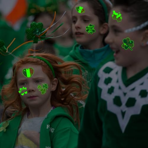 CHARLENT Glow in the Dark St. Patrick's Day Temporary Tattoos for Kids