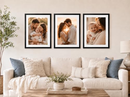 Olyarnek 11x17 Black Wall Photo Frame - Fits 9x15 with Mat or 11x17 Without - Eco-Friendly, HD Plexiglass Display